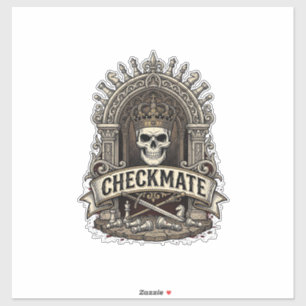 Sticker Échec et mat Roi Crâne Échecs Vintage