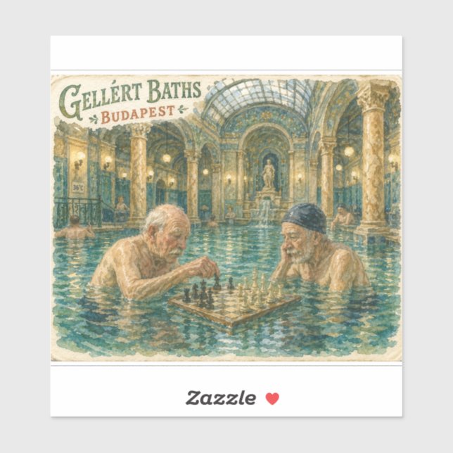 Sticker Échecs dans les bains Gellert Budapest Hongrie (Feuille)