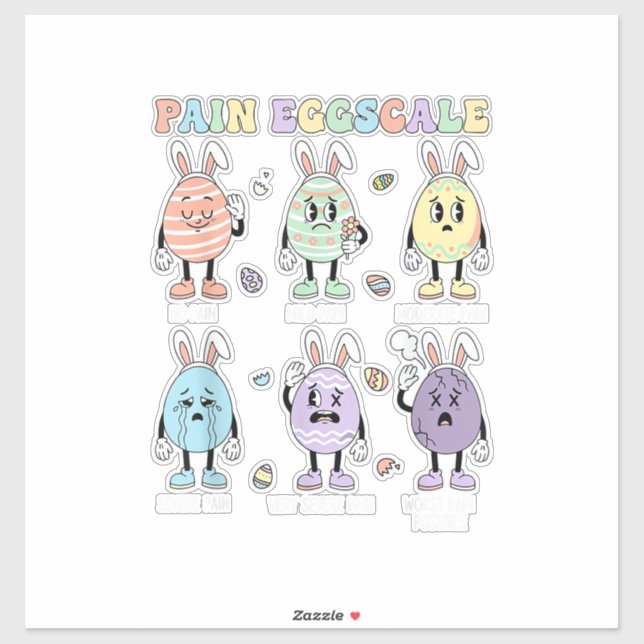 Sticker Échelle de douleur Cute Eggs infirmière triage éva (Feuille)