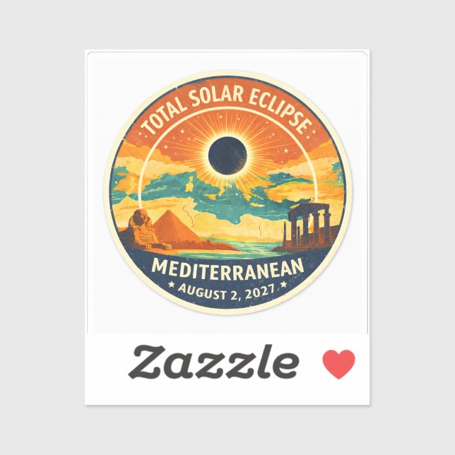 Sticker Éclipse solaire méditerranéenne de 2027 (Feuille)