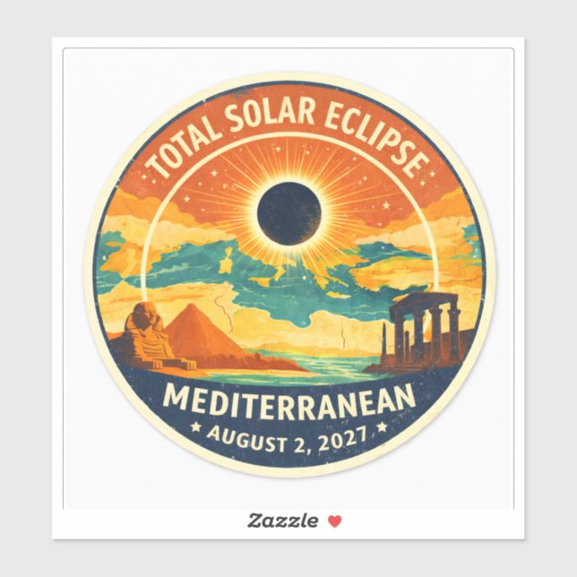 Sticker Éclipse solaire méditerranéenne de 2027 (Feuille)