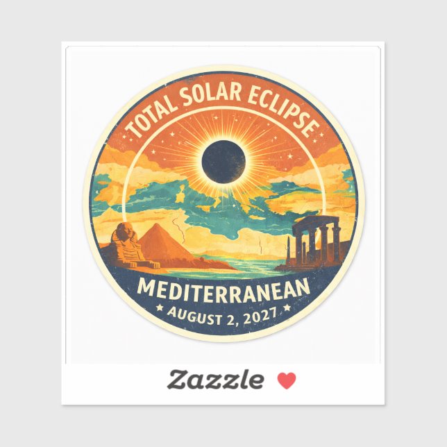 Sticker Éclipse solaire méditerranéenne de 2027 (Feuille)