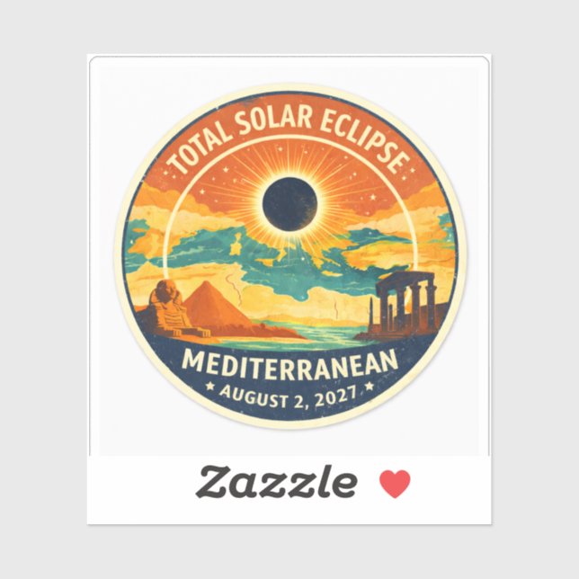 Sticker Éclipse solaire méditerranéenne de 2027 (Feuille)