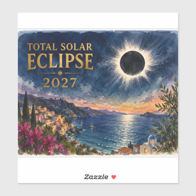 Sticker Éclipse solaire totale 2027 Méditerranée  (Feuille)