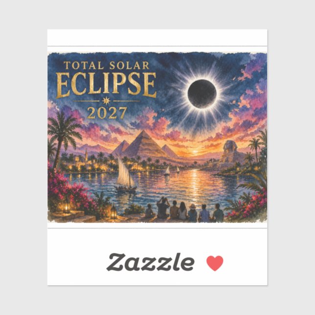 Sticker Éclipse solaire totale de 2027 en Égypte (Feuille)