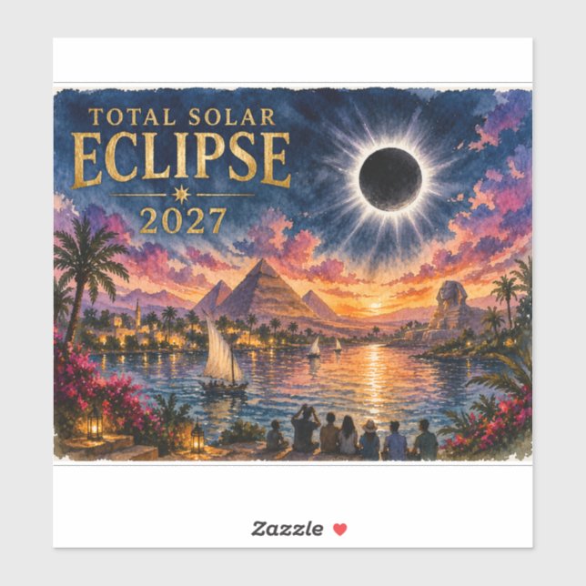Sticker Éclipse solaire totale de 2027 en Égypte (Feuille)