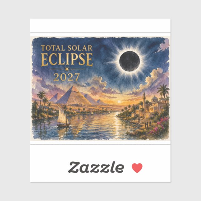 Sticker Éclipse totale de Soleil 2027 Égypte (Feuille)