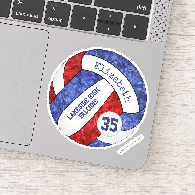 Sticker école de volley-ball bleu rouge nom de la mascotte (Détail)