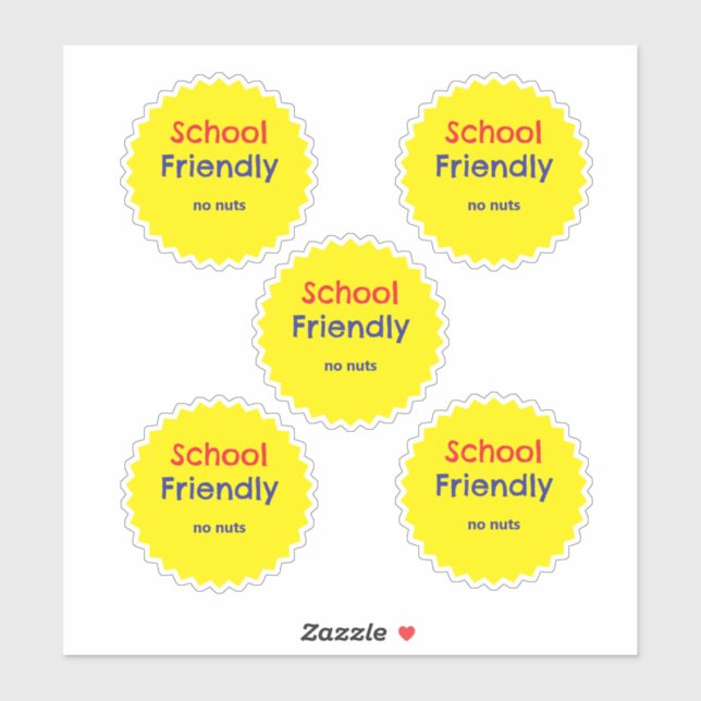 Sticker École Friendly No Nuts Allergen (Feuille)
