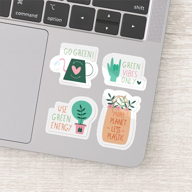 Sticker Écologie jeu d'autocollants de badge vert (Détail)