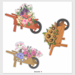 Sticker Écorces en bois avec fleurs