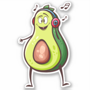 Sticker Écouteurs de musique drôle en avocat