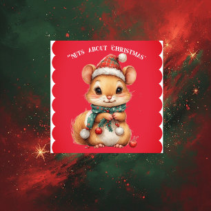 Sticker Écrouelle de Noël Robe d'hiver de l'écureuil joueu