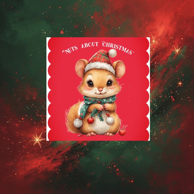 Sticker Écrouelle de Noël Robe d'hiver de l'écureuil joueu (Nuts About Christmas Playful Squirrel Winter Dress Sticker)