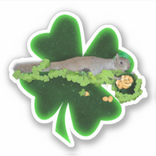 Sticker Écureuil chanceux Saint-Patrick