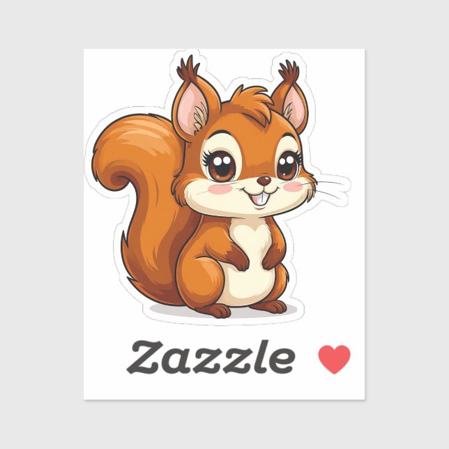 Sticker Écureuil de dessin animé adorable avec de grands y (Feuille)