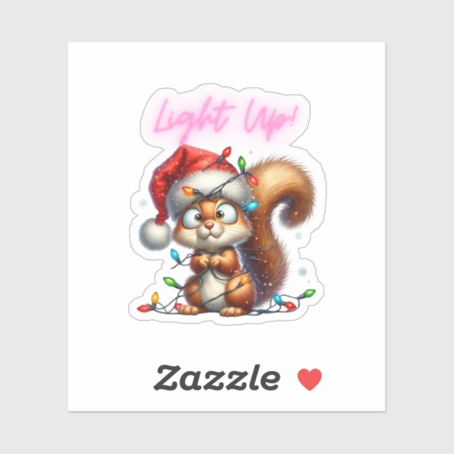 Sticker Écureuil de Noël avec la carte Festive (Feuille)
