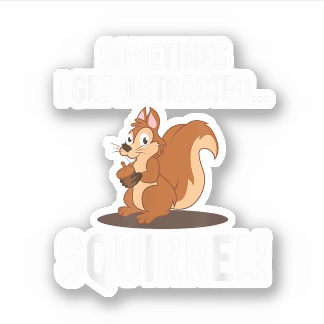 Sticker ÉCUREUIL DISTRAIT DRÔLE Animaux Zoo Ferme (Devant)