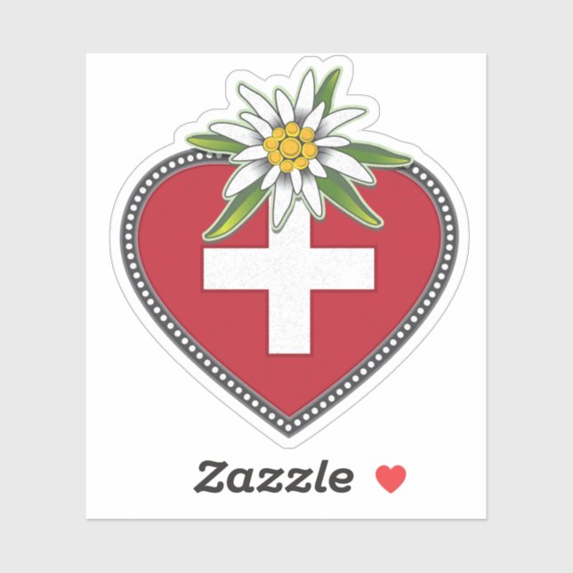Sticker Edelweiss Heart Swiss Die Die Cut Die (Feuille)