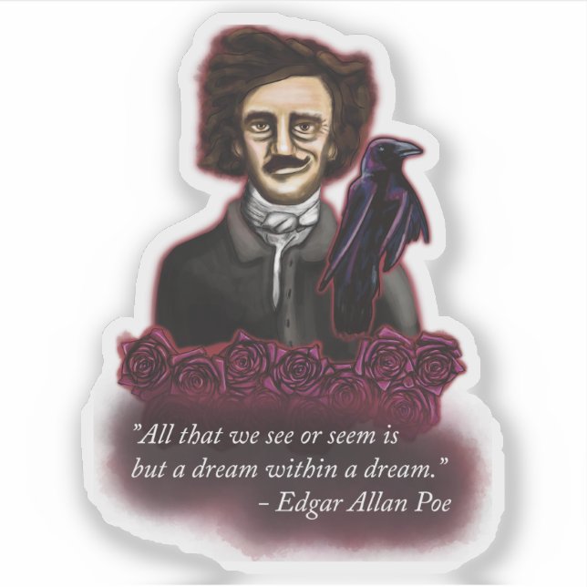 Sticker Edgar Allan Poe, rêve dans un rêve (Devant)