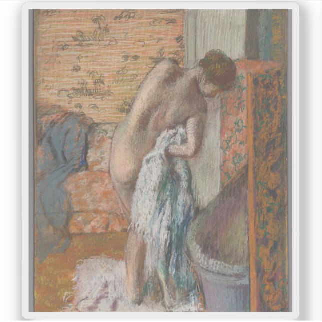 Sticker Edgar Degas - Après le bain (Femme's essuyant) (Devant)