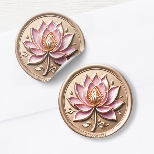 Sticker Effet de cire rose Lotus Blossom Or
