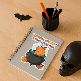 Sticker Éffrayant Capybara WIzard Witch Cauldron Halloween