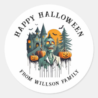 Sticker éffrayant Halloween rond