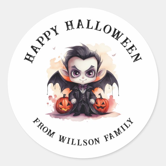 Sticker éffrayant Halloween rond classique - (Devant)