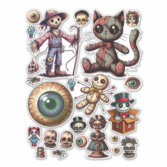 Sticker Éffrayant Halloween sombre horreur ARt Fiche colla (Devant)