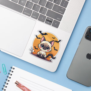 Sticker Éffrayant Kawaii Siamese Kitten - Style Chibi
