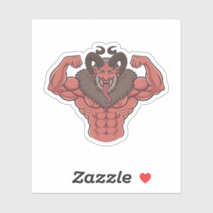 Sticker Éffrayant Krampus Noël Flexing Muscle Fitness