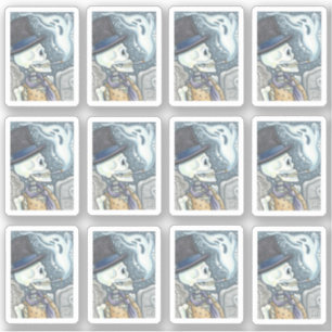 STICKER ÉFFRAYANT MORT HOMME PEAU FUMEUR GHOST DANS LE CIM