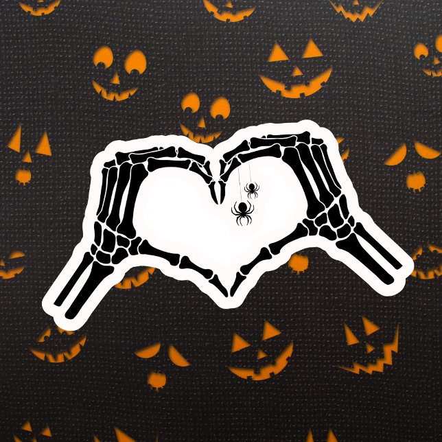 Sticker Éffrayant Skeleton Coeur Mains Halloween Araignées (Créateur téléchargé)