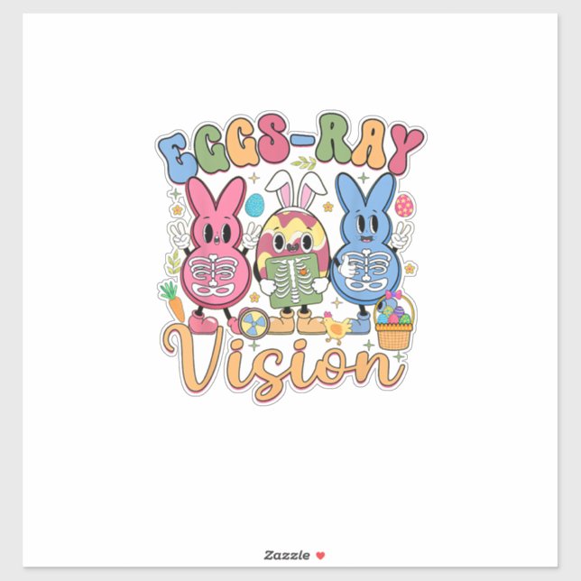 Sticker Eggs Ray Vision Happy Easter Day Xray Technician R (Feuille)
