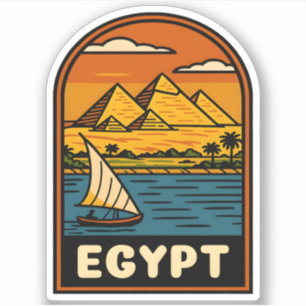 Sticker Égypte Vintage voyage rétrograde Pyramide Nil