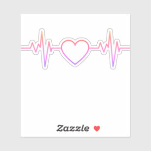 Sticker EKG Beat Coeur Rose