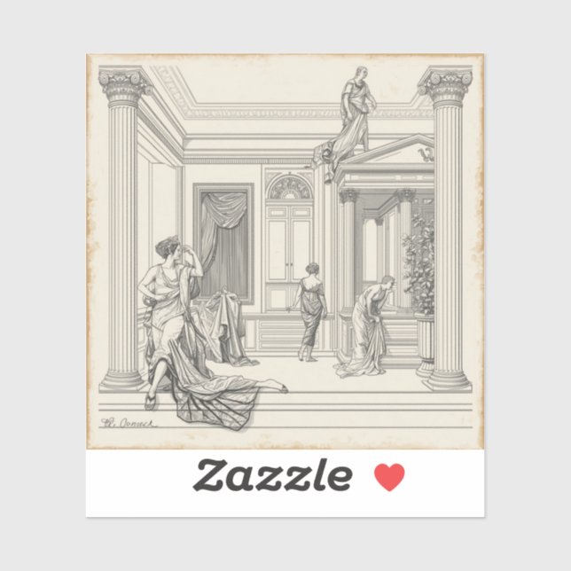 Sticker Élégance Intemporelle : Peinture Traditionnelle No (Feuille)