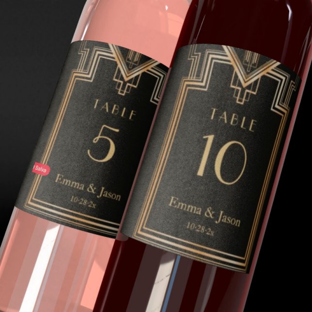 Sticker Elégant Art Déco Gold et Black Table Numéro étique (Créateur téléchargé)