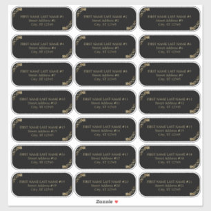 Sticker Elegant Black and Gold Mariage Adresse d'invité
