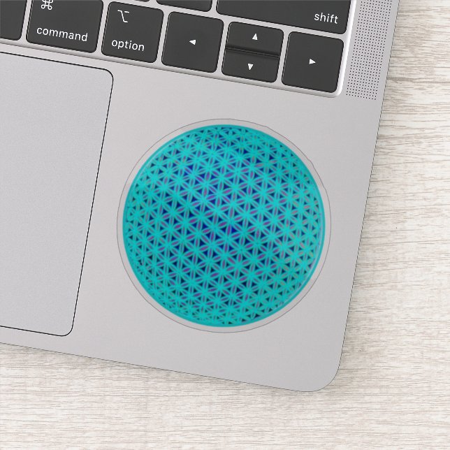 Sticker Élégant bleu néon fleur turquoise de vie (Détail)