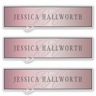 Sticker Elégant Blush Faux Rose Gold | Nom et initiales