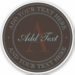 Sticker Élégant Brown foncé et Turquoise Monogramme Vinyl