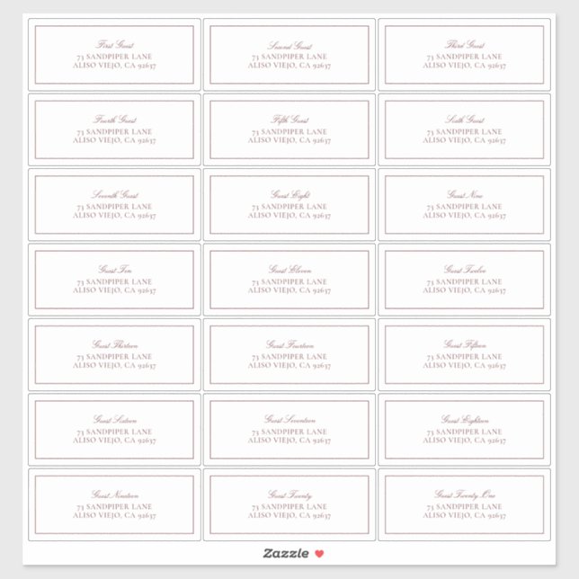 Sticker Elegant Burgundy Classic Script Adresse Invité (Feuille)