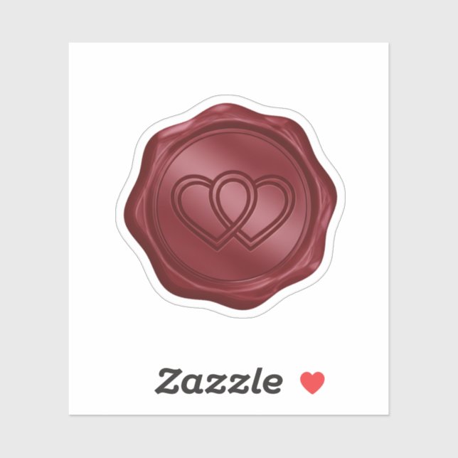 Sticker Elegant Burgundy Red Faux Wax Seal Heart Envelope  (Feuille)