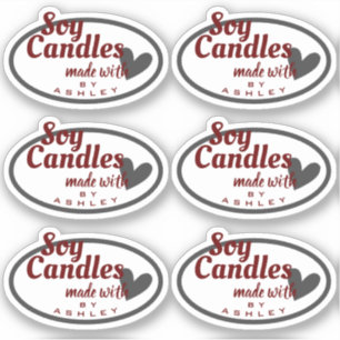 Sticker Élégant Coeur gris-rouge foncé sur bougies de soja