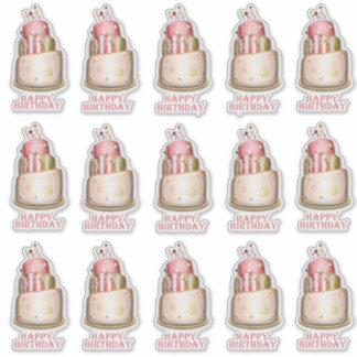 Sticker Elégant contour de gâteau rose d'anniversaire
