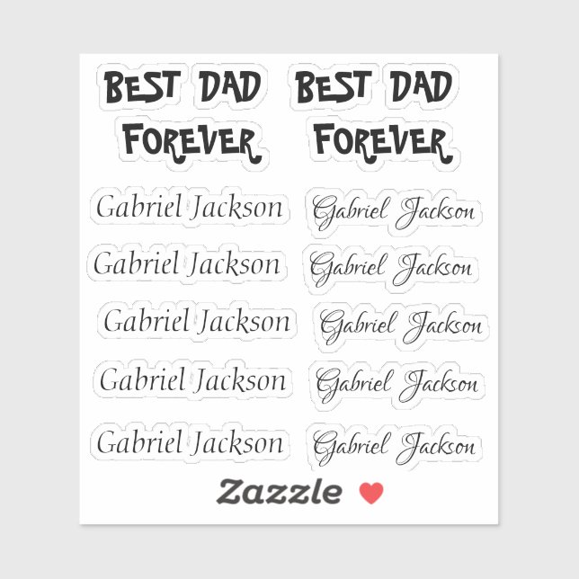 Sticker Élégant Cute Italique script 3 type personnalisati (Feuille)