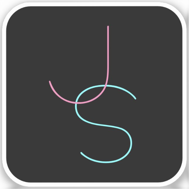 Sticker Élégant Éditable Deux Initiales D'Apparence Modern (Recto)