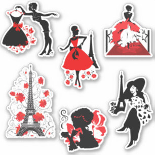 Sticker élégant élégant élégant belle silhouettes de mode